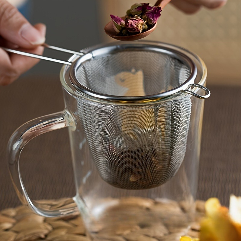 Tea Infuser with Handle Fine Mesh Strainer for Teapot, Reusable Coffee and Flour Filter
