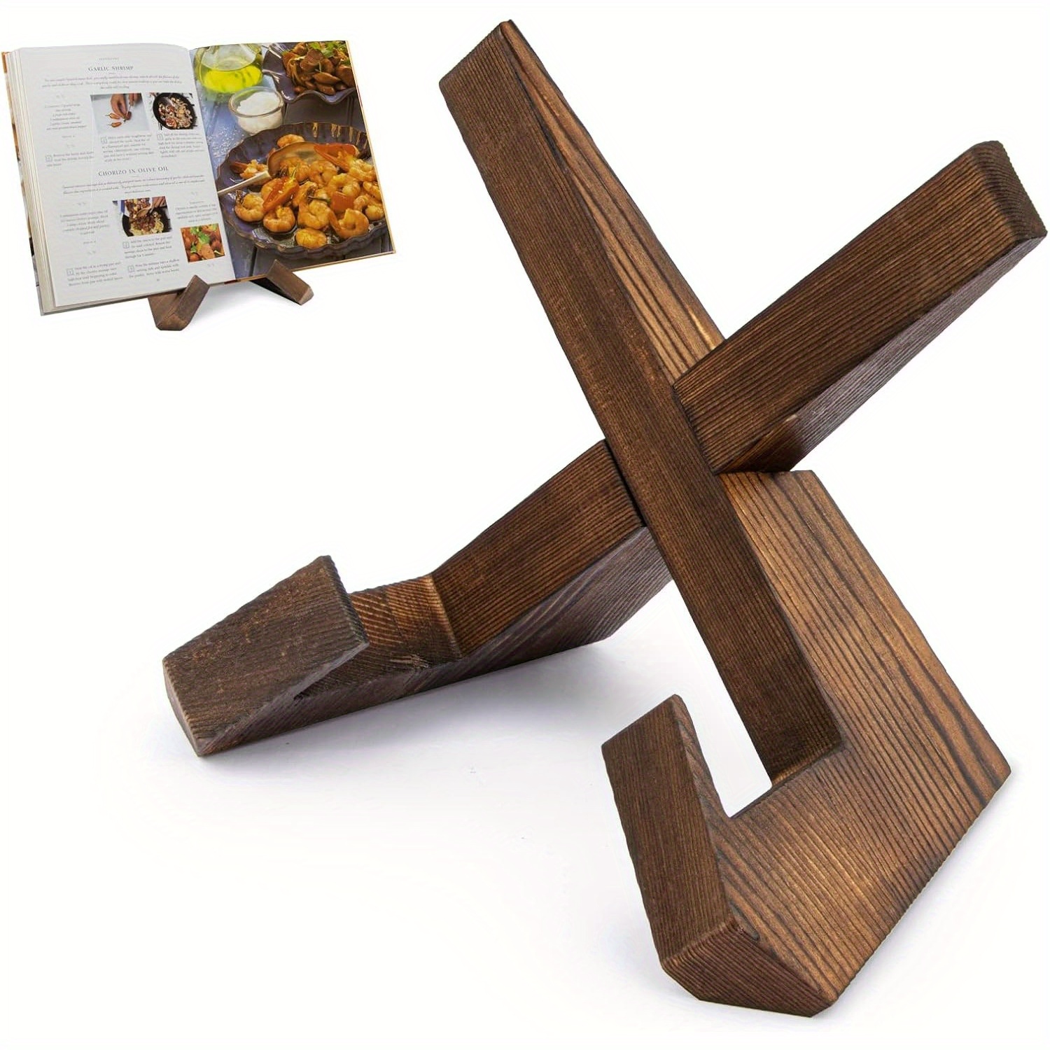 Wooden Stand Recipe Book Holder, Tablet Rack Easel, Cookbook Display Holder for Kitchen Decor