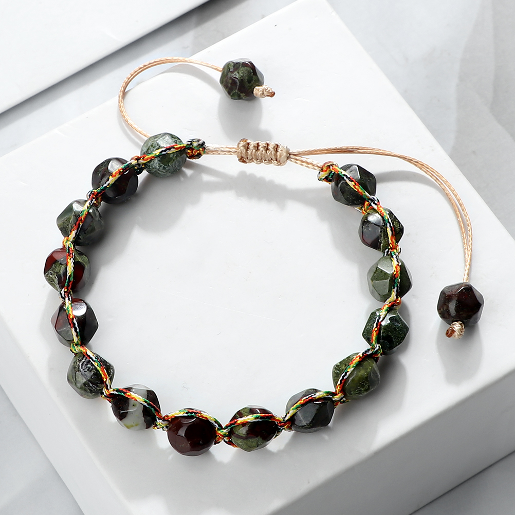 Women Healing Energy Bracelet, Natural Gemstone Beads, Irregular Shaped Cut Surface Beads Bracelet Charm
