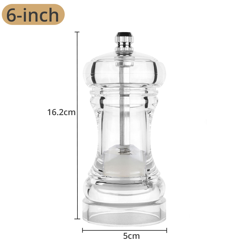 Acrylic Pepper Grinder, Adjustable Coarseness Salt and Pepper Shakers, Ceramic Rotor Kitchen Accessory