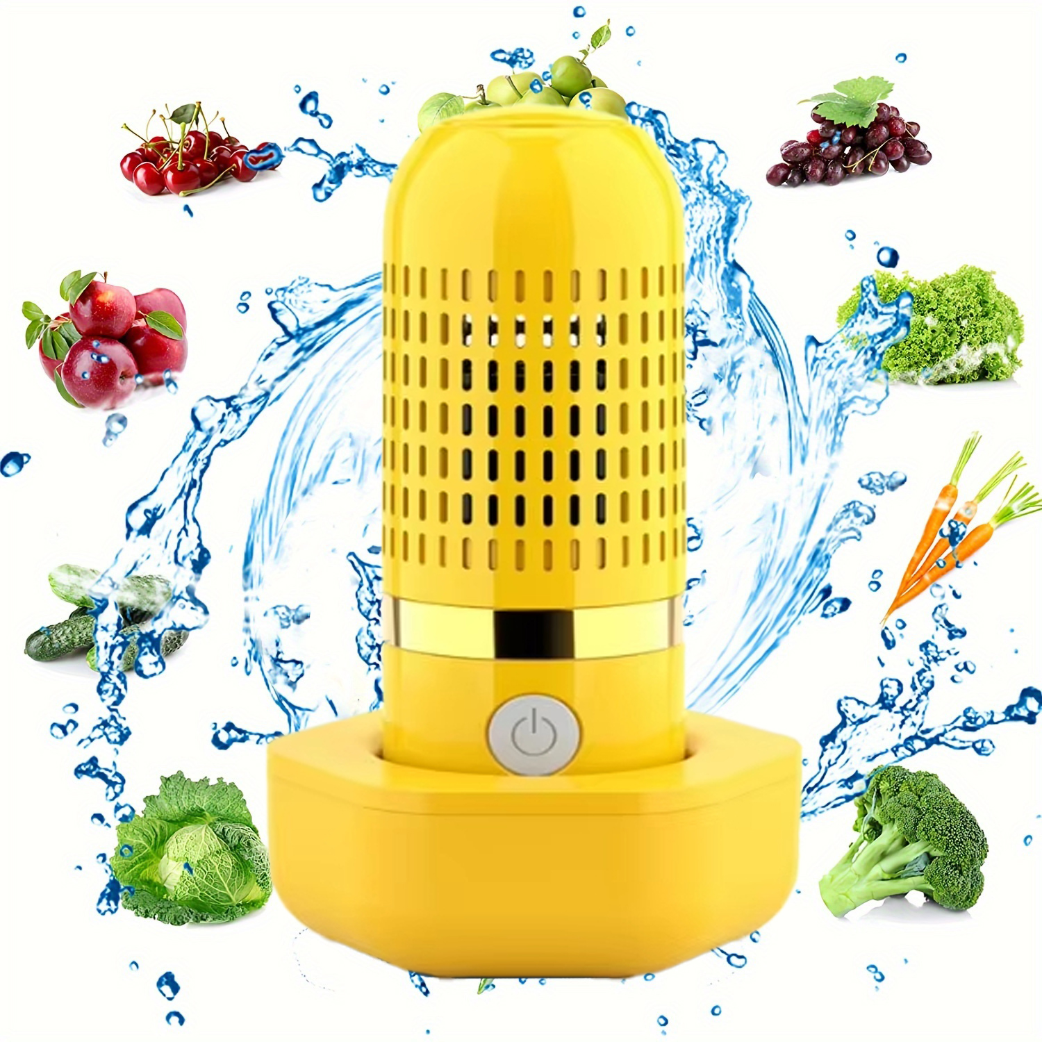 Wireless Fruit Vegetable Washing Machine, Capsule Shape Automatic Food Purifier, Portable Kitchen Vegetable Cleaner