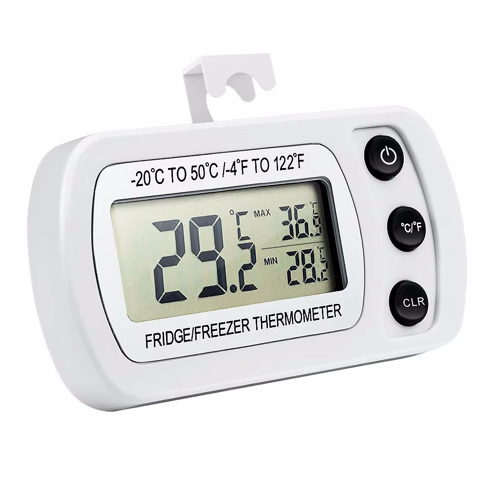 Fridge Thermometer with Hook, Electric Digital Temperature Monitor for Freezer, LCD Display
