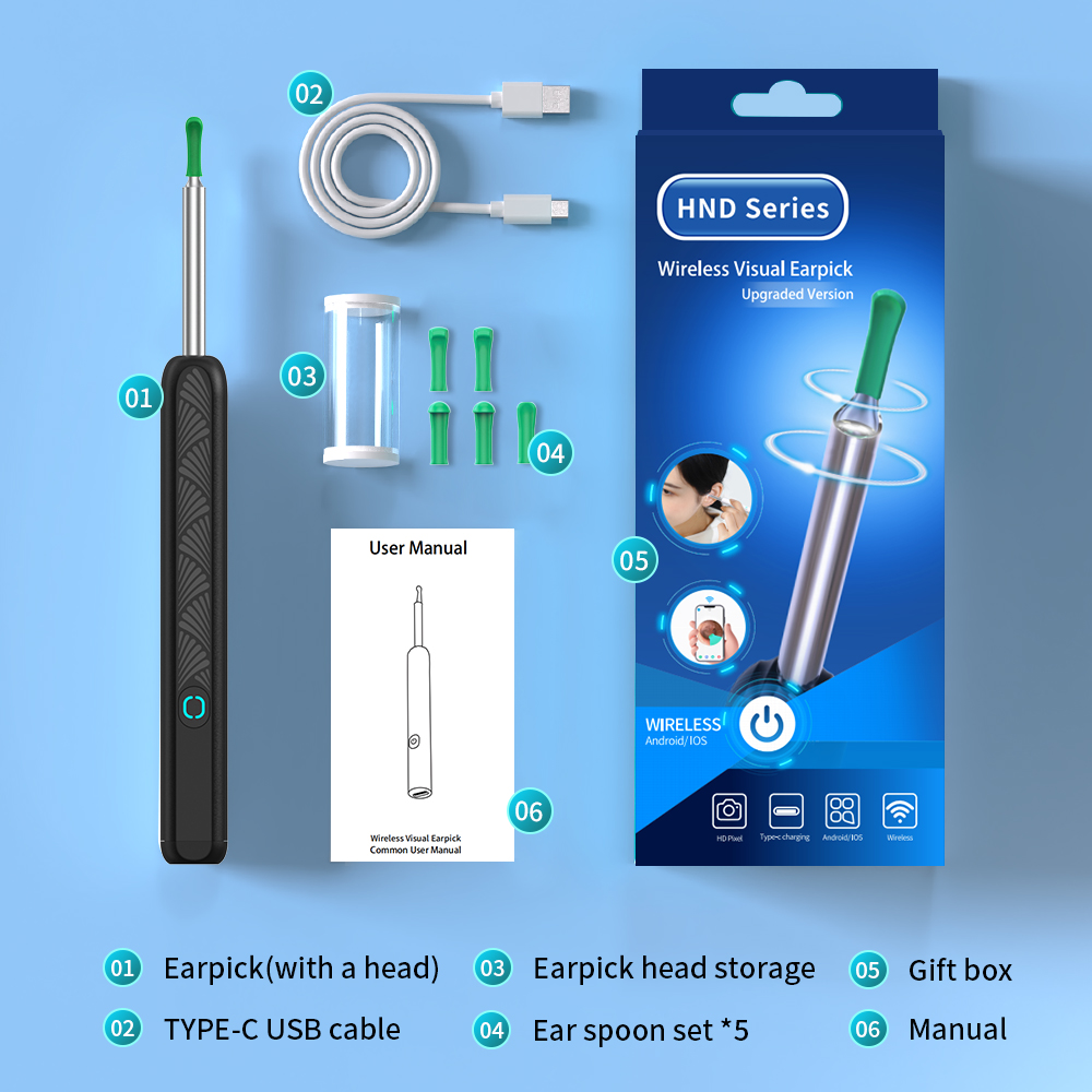 Wireless Ear Cleaner with Camera, USB-C Charging Endoscope Wax Removal Tool