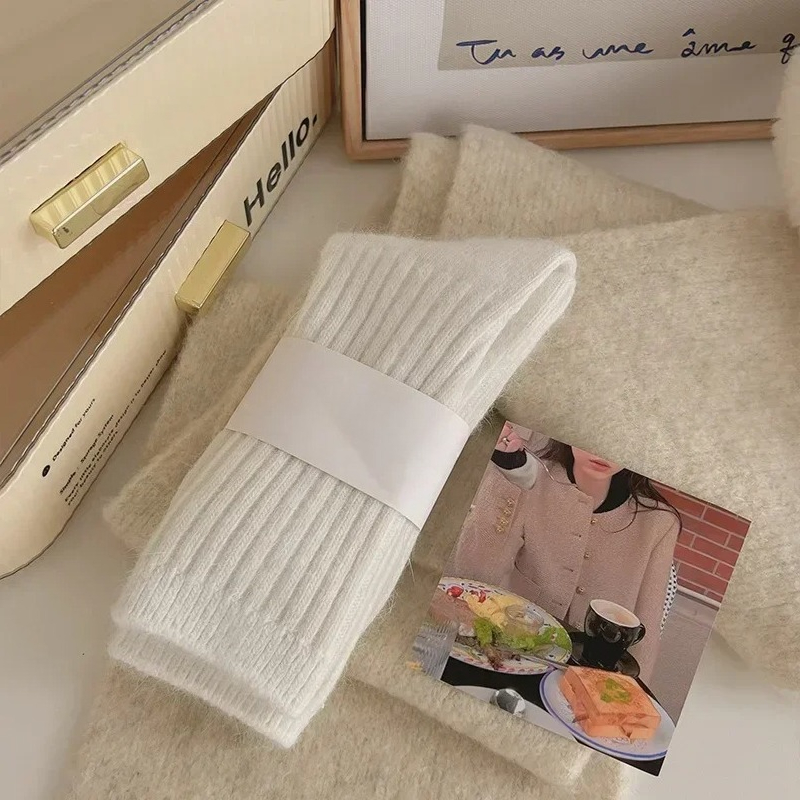 Winter Thick Warm Womens Cashmere Wool Socks Style Solid Color Thermal Fashion Socks for Ladies