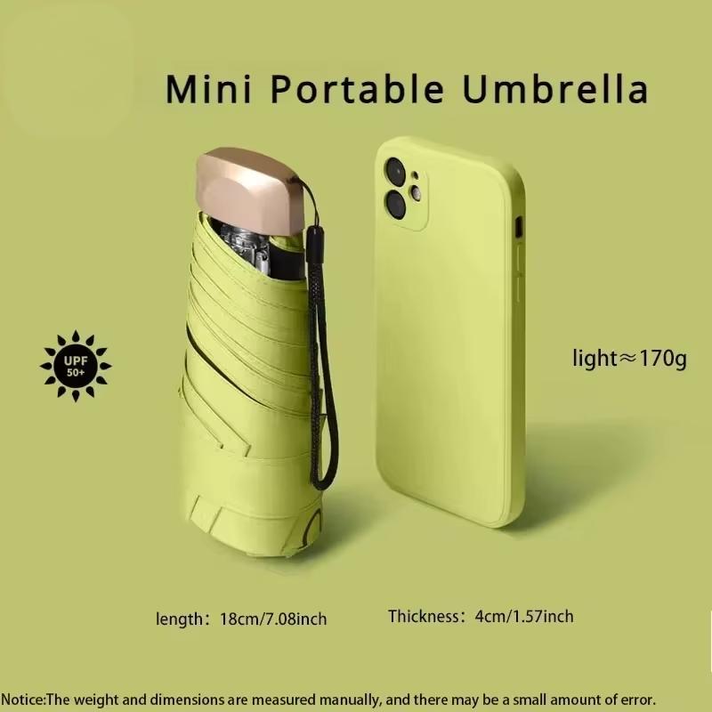 Mini Capsule Umbrella Ultra-Light, UV Protection, Folding Pocket Umbrella for Rain Sun, Dual Use