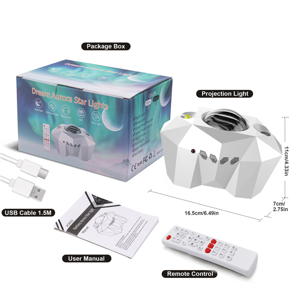 Aurora Galaxy Moon Projector with Bluetooth Music Speaker Sky Night Lamp for Kids and Adults