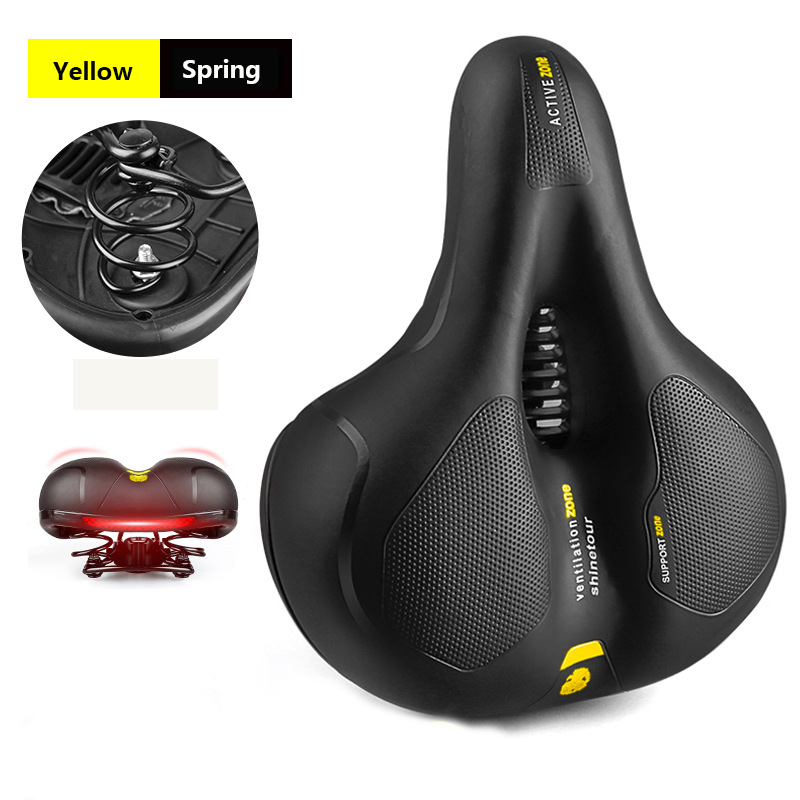 Reflective Shock Absorbing Hollow Bike Saddle Breathable, Rainproof, and Wide Cycling Seat for Road Mountain Bicycle