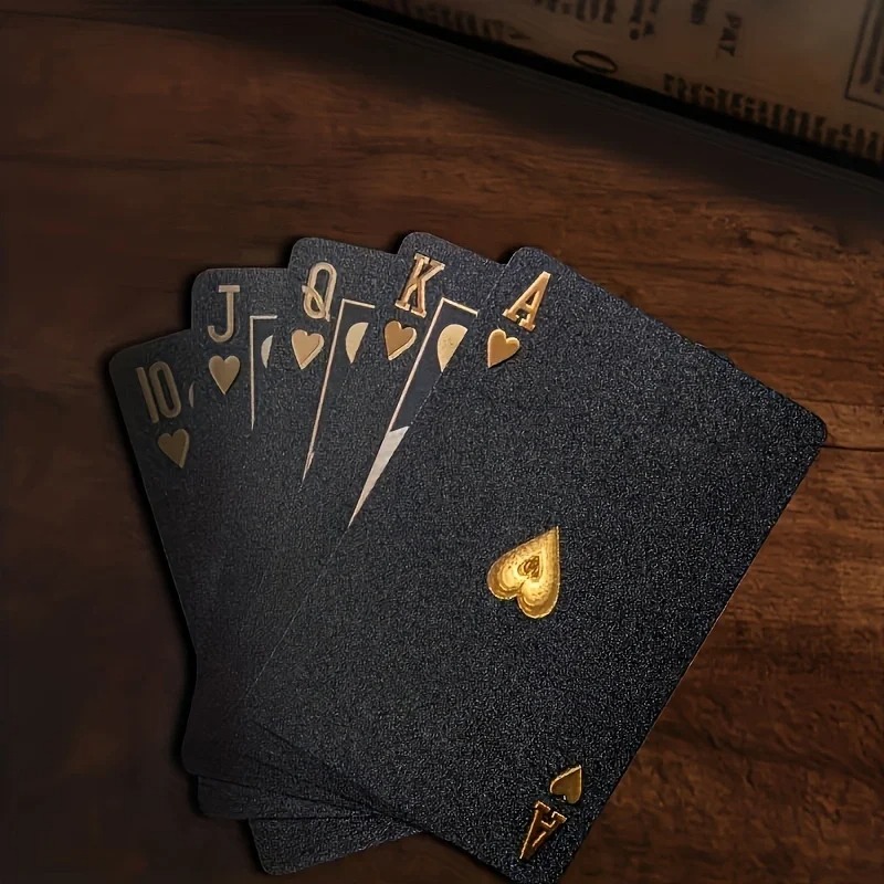 Cool Black Gold Waterproof Playing Cards Christmas, Halloween, and Thanksgiving Game Gift