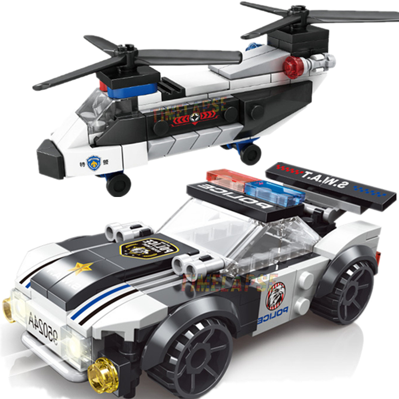 DIY MOC City Police Helicopter Building Blocks Kit | Inspire Uplift