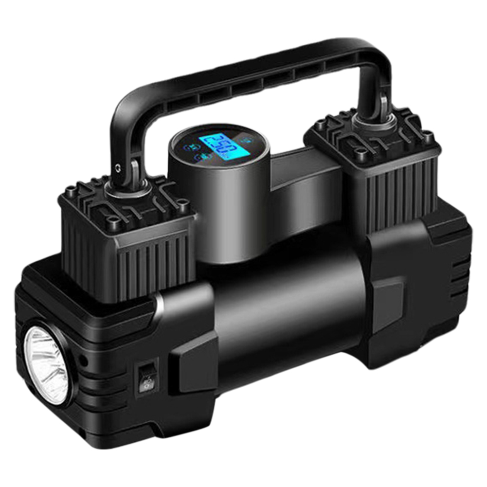 Mini Air Compressor Dual Cylinder Heavy Duty Tire Inflator with LED Light Portable Car Electric Air Pump