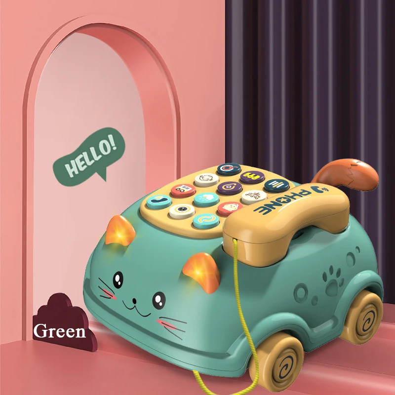 Interactive Learning Toy with Lights, Montessori Cat Telephone Story, Early Education Musical Phone Toys for Toddlers