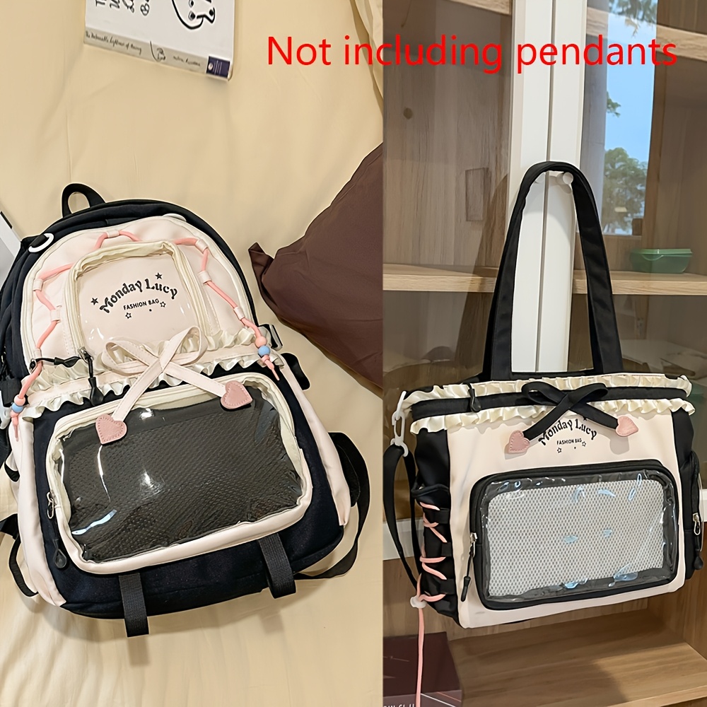 Two Piece Women's Bag Set, Lightweight Cute Backpack, Back to School Season Bag, Lace Style Pain Bag for Everyday Carry