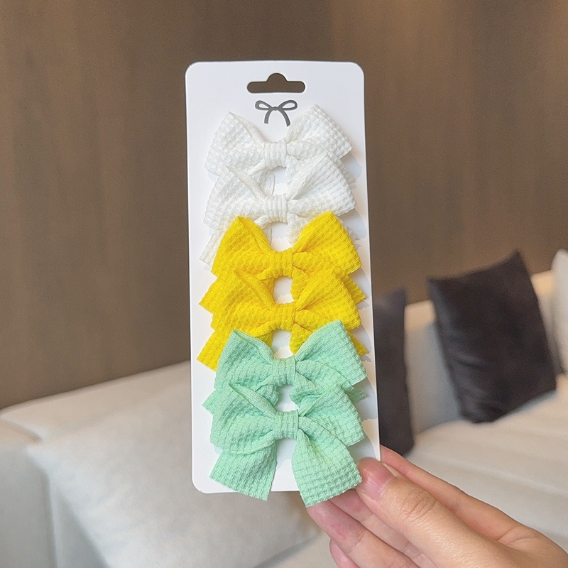 Sweet Plaid Soft Cotton Bow Hairpin, Kawaii Color Block Barrettes for Children