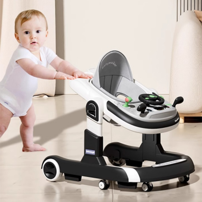 Anti-Rollover Baby Walker with Learning Toy, Multifunctional Infant Walker