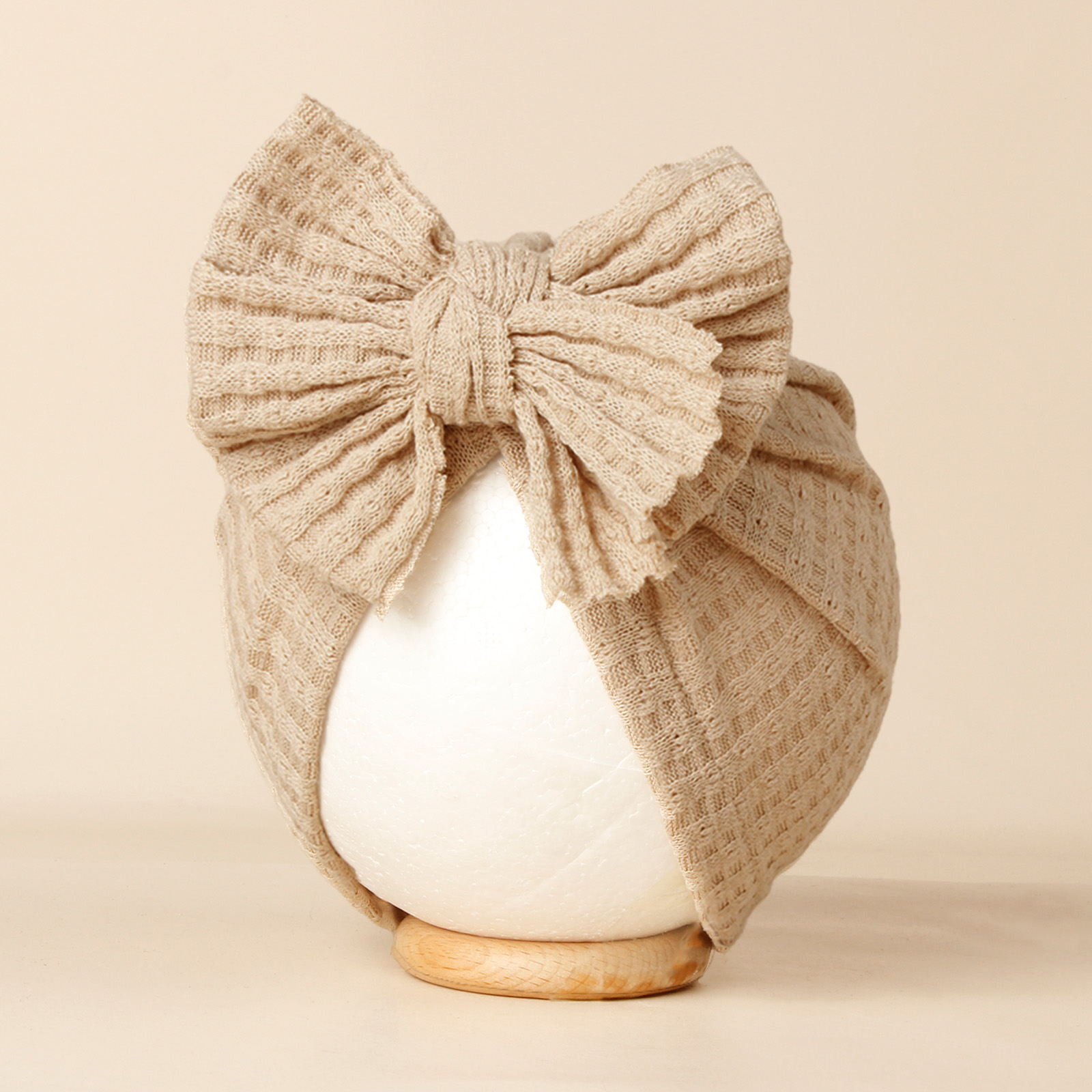 Cute Solid Color Baby Girls Turban Hat, Lovely Bowknot Knitted Baby Hat, Soft Newborn Infant Cap Beanies Head Wraps
