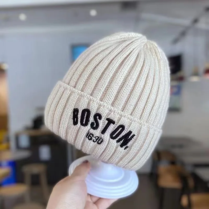 Knit Beanie Warm Cap for Infant Newborn Winter Baby Hat Fashion Letter Pattern Cold Weather Accessories
