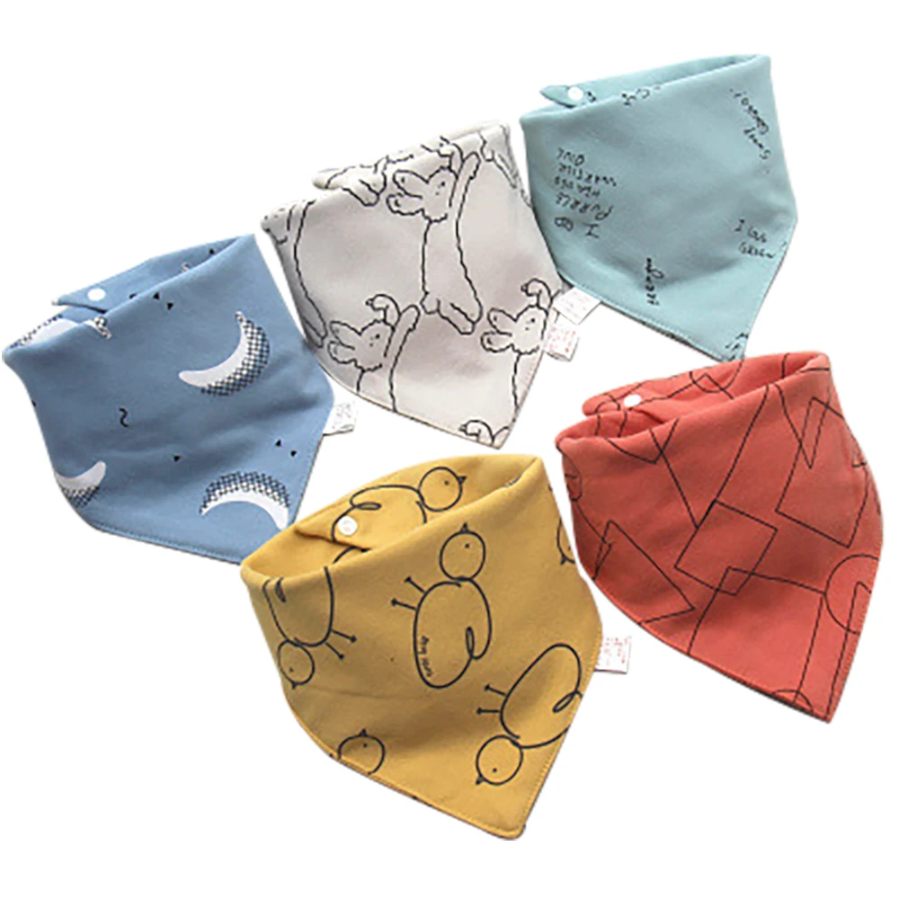 Kids Cartoon Triangle Cotton Bib, Baby Bandana Bibs Scarf Burp Cloths, Saliva for Newborn Infant Toddler Boys Girls