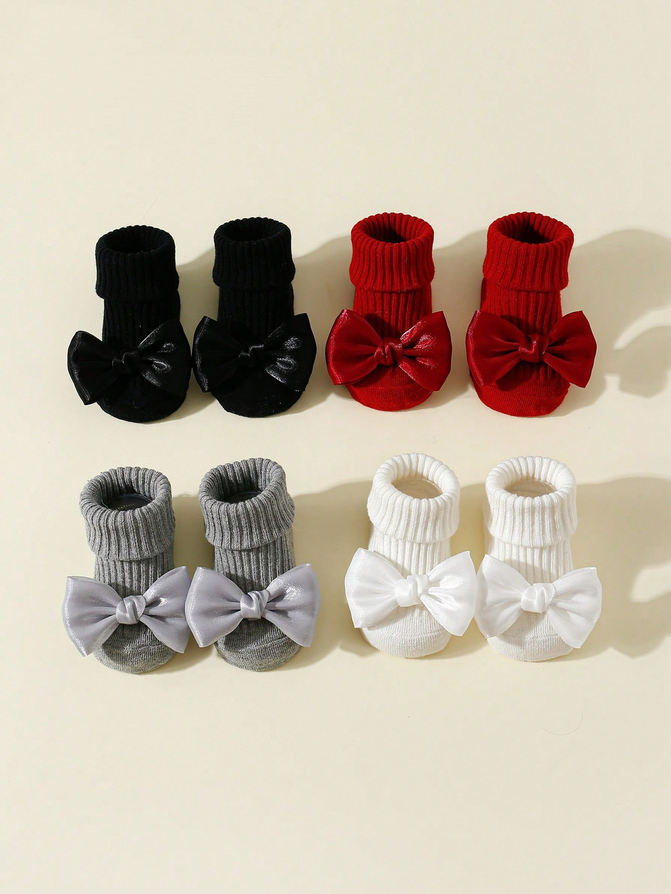 Cute Ankle Socks for Infants Girls, Toddler Socks with Bows, Soft Cotton Anti-Slip Newborn Baby Socks