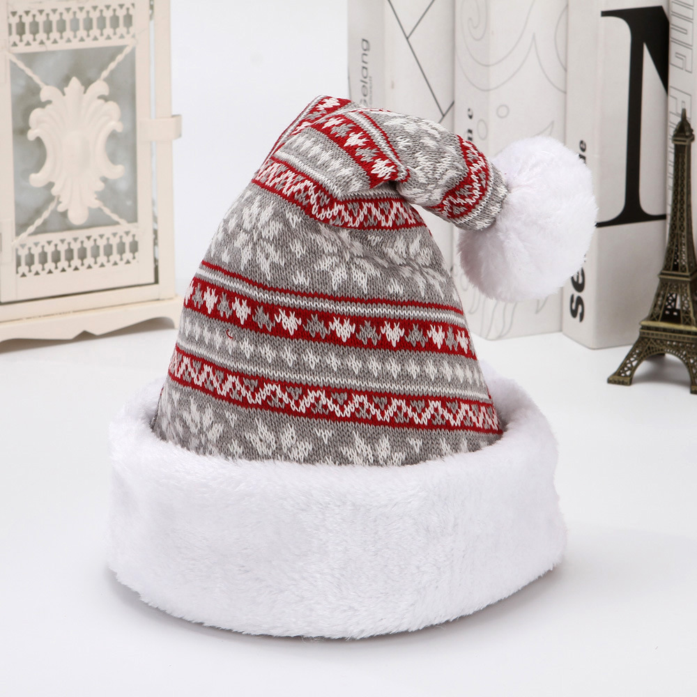 Adult Santa Claus Hat, New Deer Knitted Wool, Thick Plush Christmas Decoration