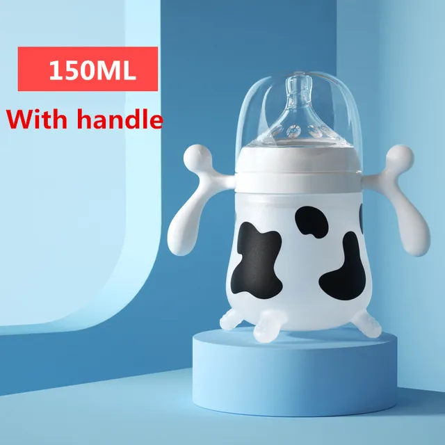 Cute Cow Silicone Baby Feeding Bottle, Anti Choking, Imitating Breast Milk For Newborn Infant, Anti Colic Milk Feeding