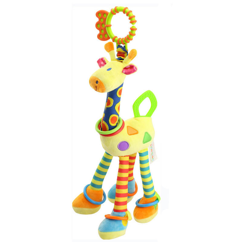 Infant Baby Development Handle Toys, Soft Giraffe Handbells Rattles Plush, With Teether Baby Toy For Newborn Gifts