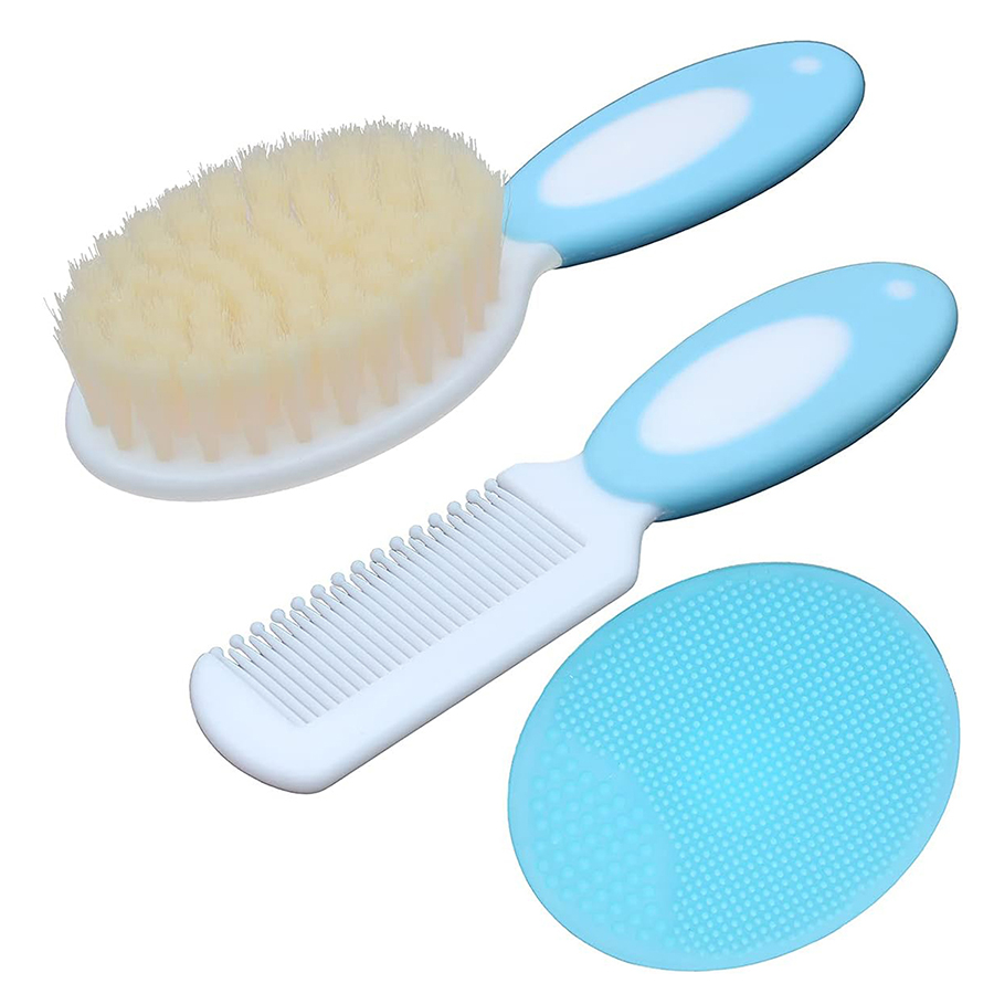 Baby Hair Brush Set, Toddlers Soft Bristles Cradle Cap Brush Gift, Infant Bathing Soft Comb