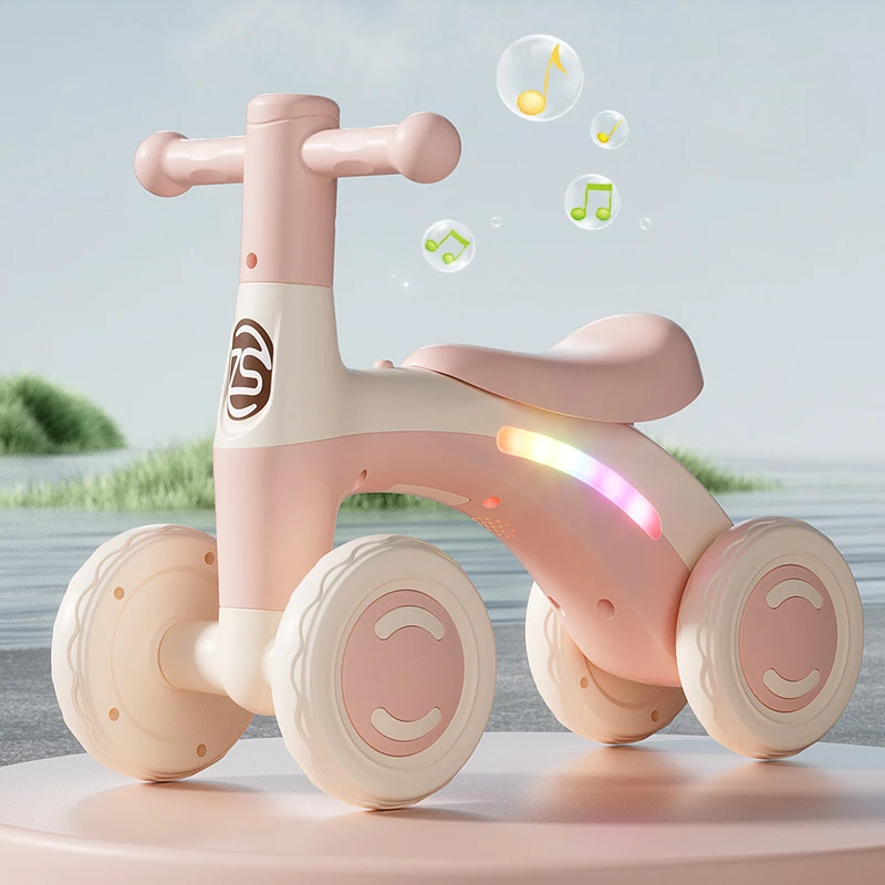 Toddler Training Ride-On, Anti-Tip Baby Balance Bike, Silent Glider Walker Toy with Safety Wheels