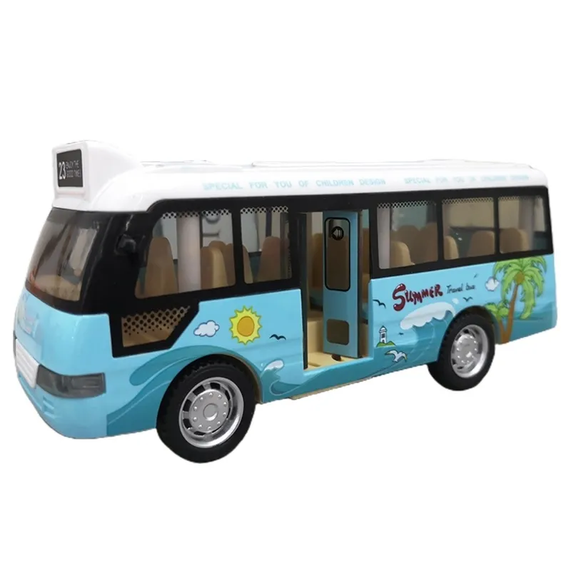 Pull Back City Bus Toy for Toddlers, Boys and Girls, Light Up & Sound Feature, Open-able Doors, Fun Play Vehicle