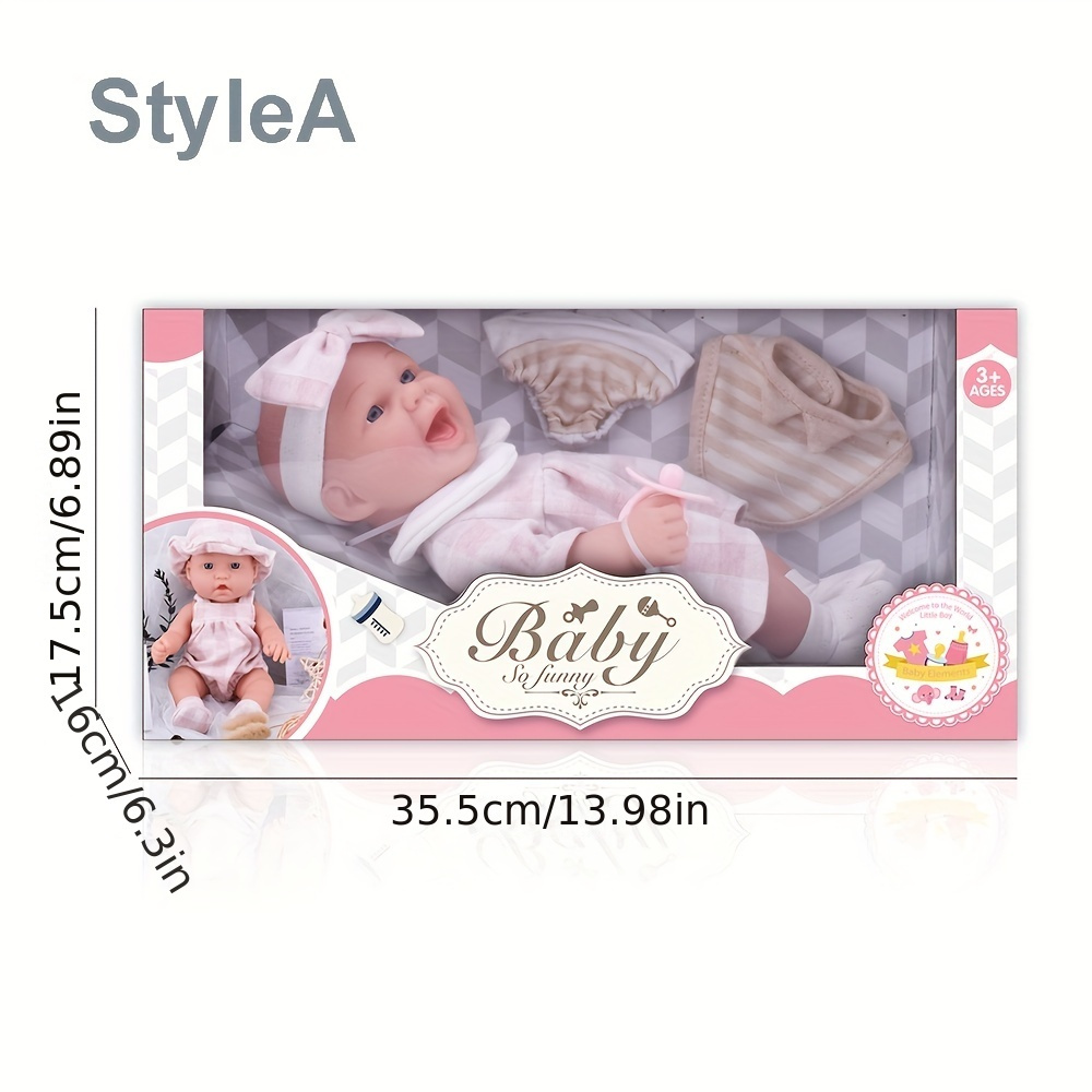 Christmas Gift for Kids, Vinyl Reborn Doll Toy, Baby Doll Playset with Accessories, Pink Pacifier