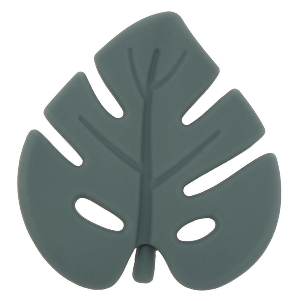 Food Grade Silicone Teether, Baby Cartoon Leaf Shape, Infant Teething Rattle Toy for Newborn Care