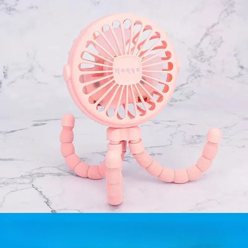 Rechargeable USB Baby Stroller Fan, Bladeless Mini Hand Held Fan, Silent Neck Cooler, Folding Table Outdoor Ventilator