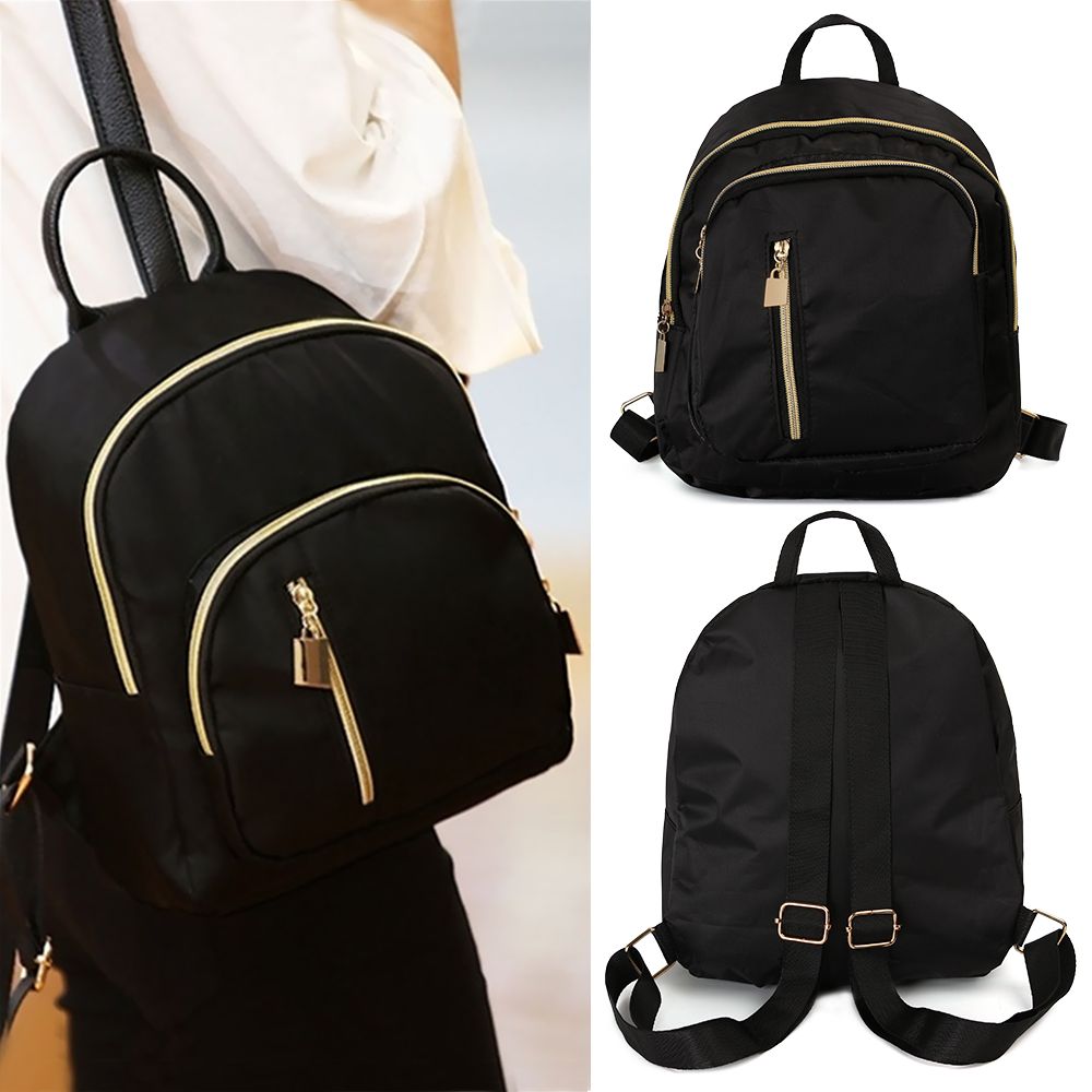 Fashion Oxford Mini Backpack, Women's Multi Function Daypack, Cute Travel Purse, Black Shoulder Bag for Men