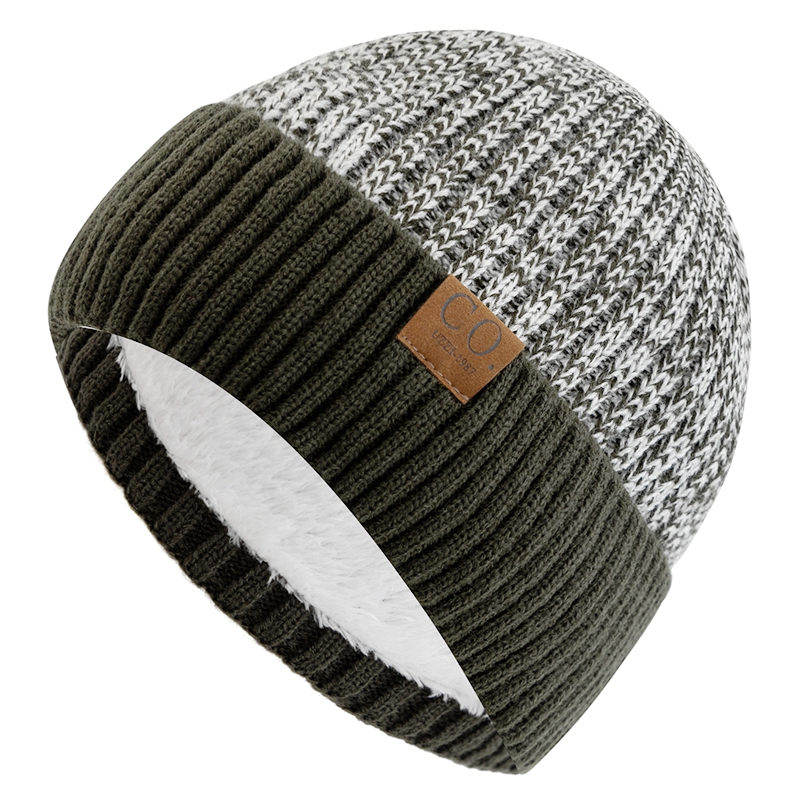 Fur Lined Winter Hat, New Unisex Two-Tone Beanie, Fashion Warm Knitted Cap, Men and Women Casual Winter Hat
