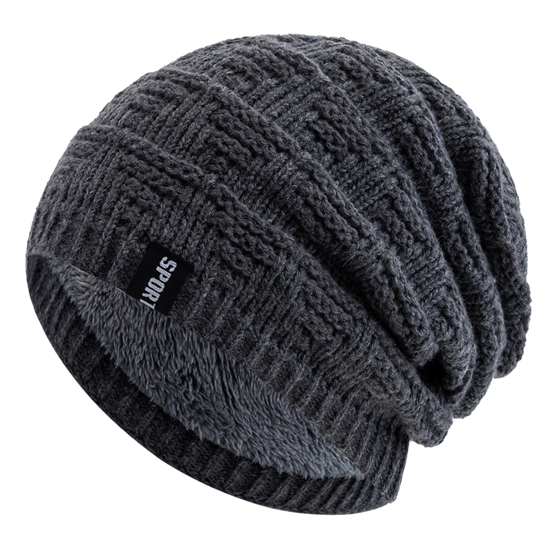 Plush Fur Lined Hats For Men Women, Unisex Fashion Beanie Hat, Solid Ski Sports Winter Cap, Keep Warm Knitted Hat