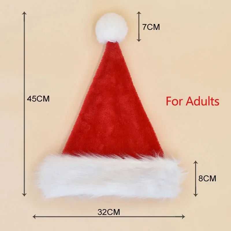 Xmas Long Plush Santa Hat, Holiday Red Christmas Hat for Adults and Kids, Unisex Party Supplies and Festive Gift Idea