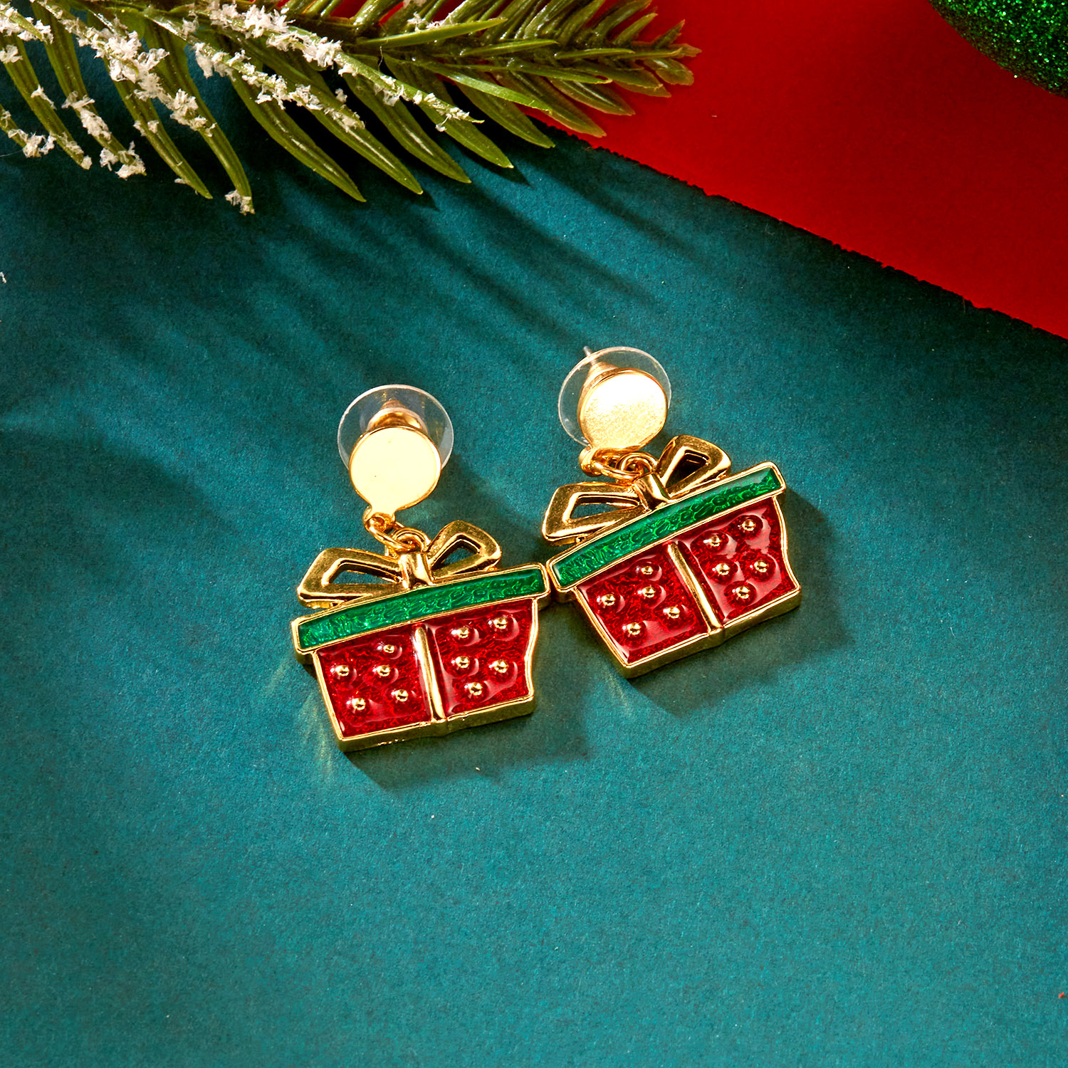 Necklace Set For Women, Christmas Metal Earrings, Dripping Oil Santa Claus, Bowknot Hat, Xmas Tree Choker Jewelry Decor