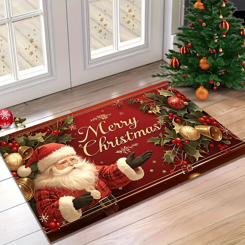 Merry Christmas Door Mat, Santa Claus Carpet, Outdoor Decorations for Home, Navidad Xmas Ornament, Holiday Festival New