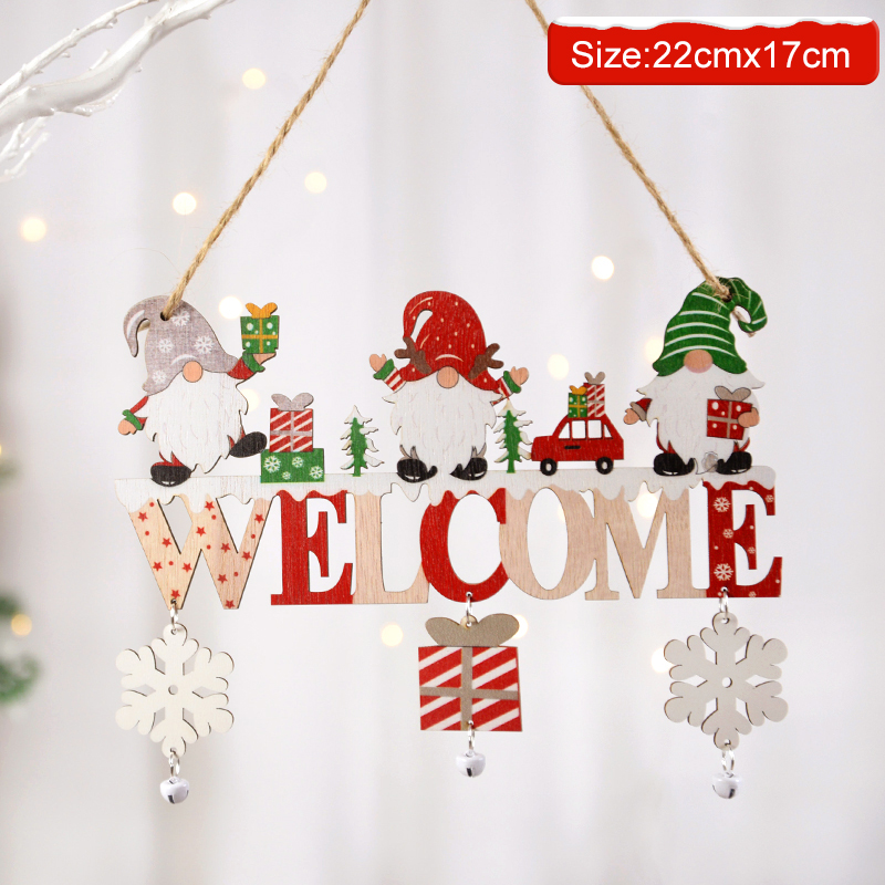 Merry Christmas Gnome Santa Claus, Wooden Hanging Ornament, Decoration for Home Door, Tree Pendants