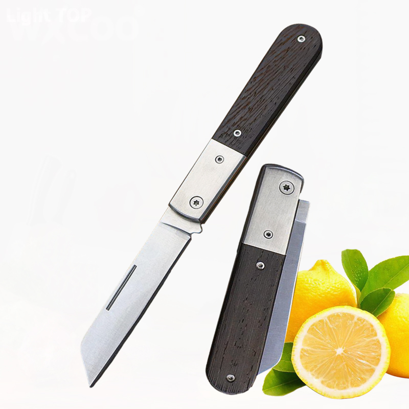 Wooden Handle Kitchen Accessories, Folding Fruit Knife, Stainless Steel Fruit Paring Knife, Butcher Knife for Kitchen
