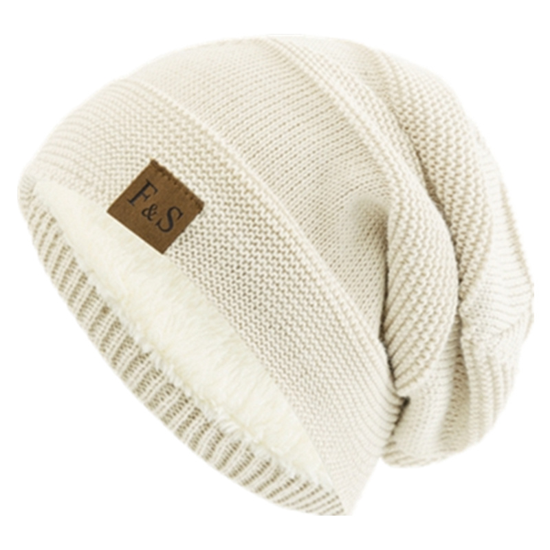 Slouchy Winter Hats, Fur Lined Beanie Cap for Men and Women, Warm Casual Knitted Winter Hats