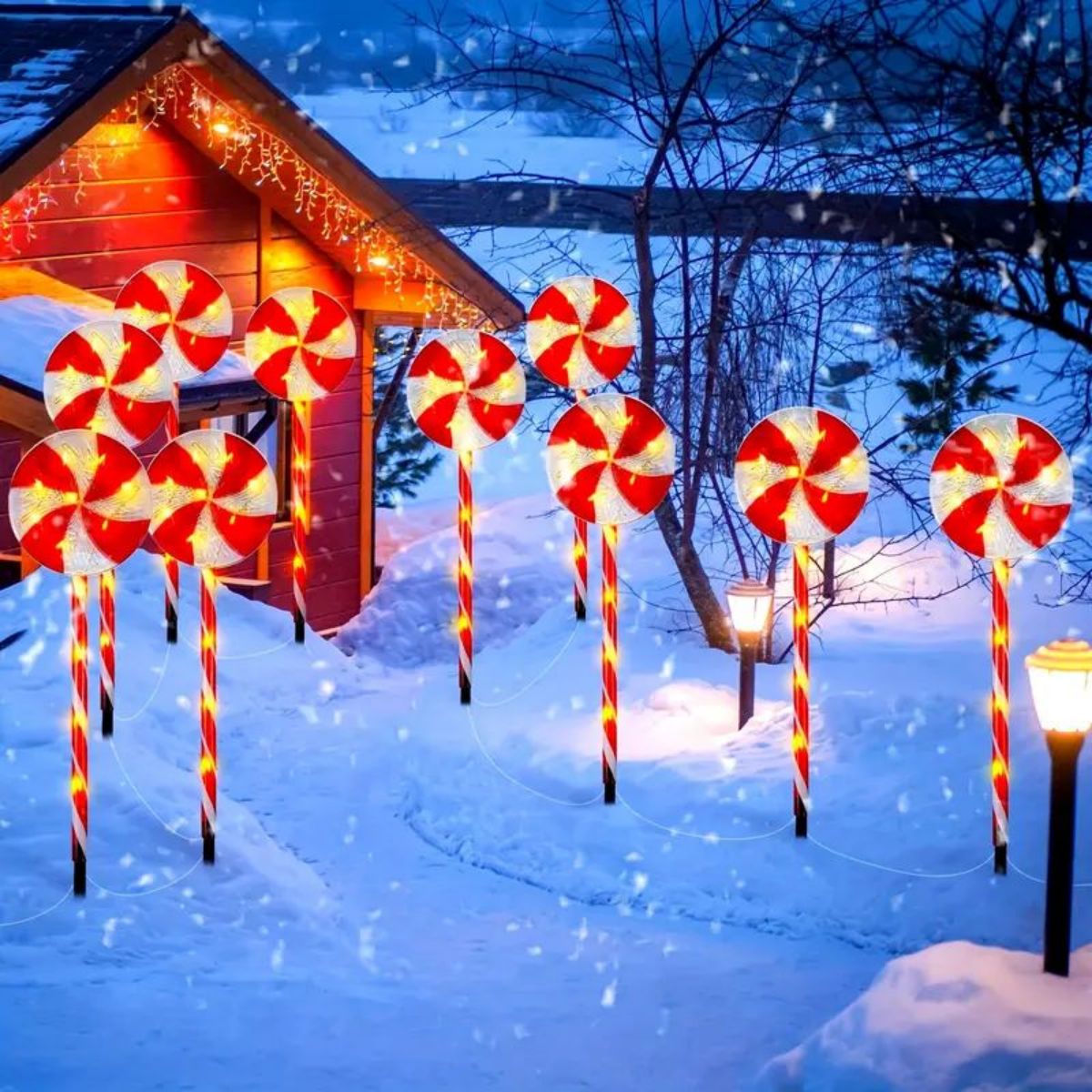 Outdoor Waterproof Christmas Candy Light, LED Solar Ground Inserted, Garden Courtyard Lawn Decoration Light Loll
