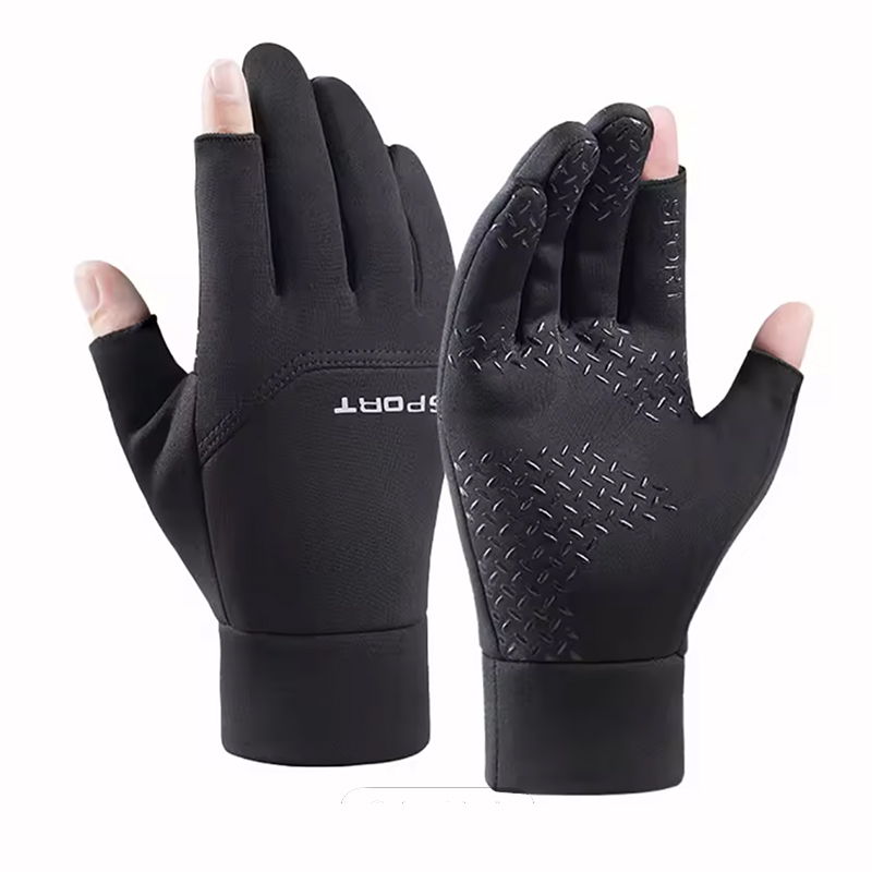 Cycling Warm Gloves Women, Winter Fishing Mens Gloves, Sports Touch Screen Gloves, Two Fingers Cut, Anti Slip Gloves