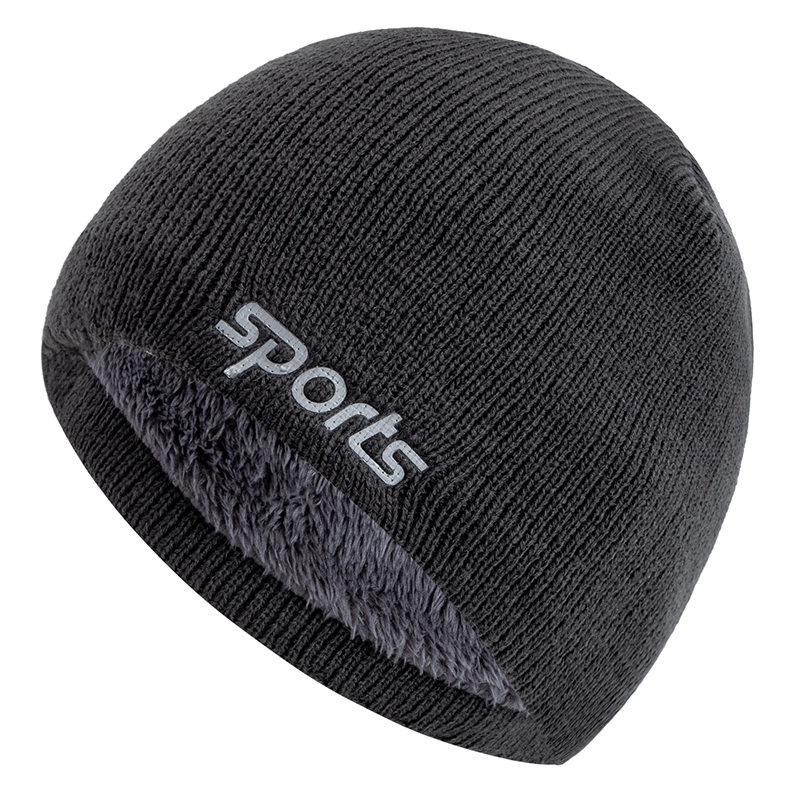 Fashion Knitted Hats For Men And Women, Unisex Sports Jacquard Winter Hats, Plush Fur Lined Outdoor Beanie Cap
