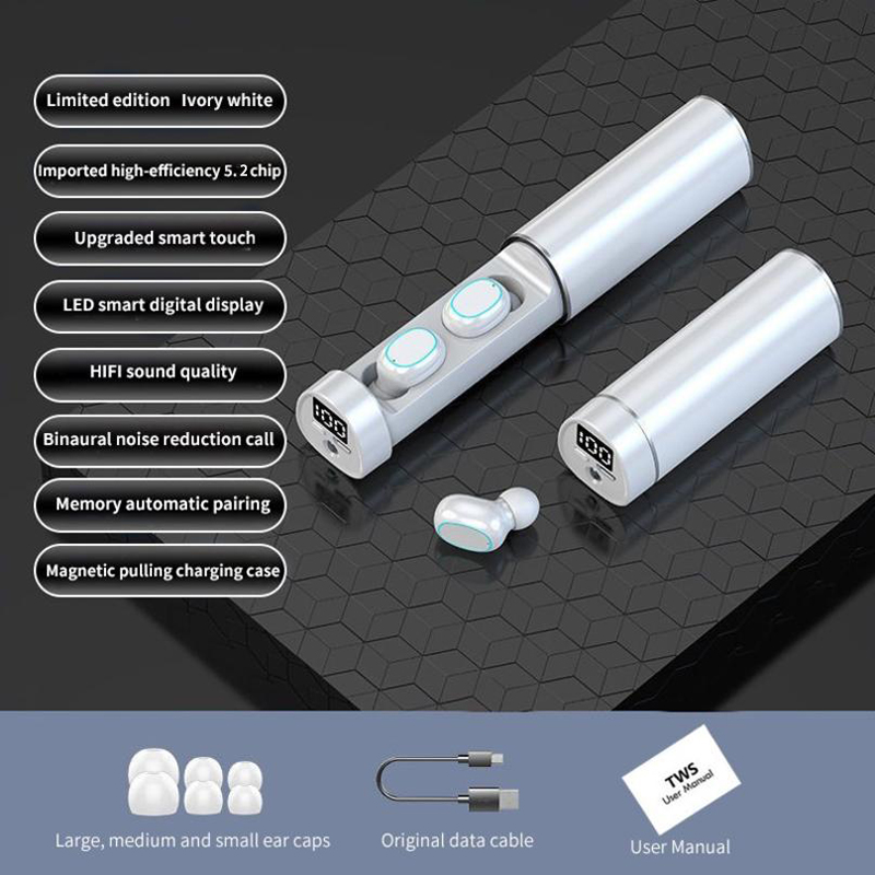 Bluetooth TWS Wireless Earbuds, High Quality Sports Headphones with Mic, Waterproof In-Ear Earphones for HD Calls