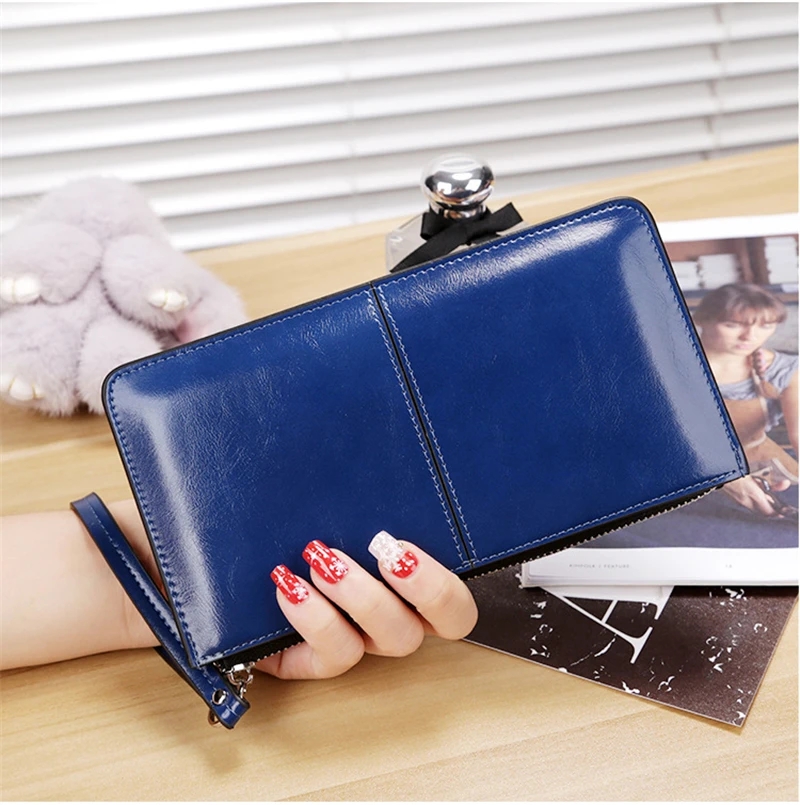 Vintage PU Leather Clutch Wallet for Women, Large Capacity Phone Purse, Ladies Wristband Card Holder Pouch Bag