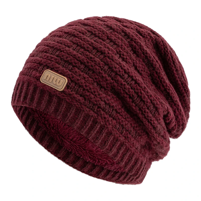 Winter Knitted Hat for Men Women, Warm Beanie Cap, Slouchy Style, New Fashion Fur Lined, Casual Decor