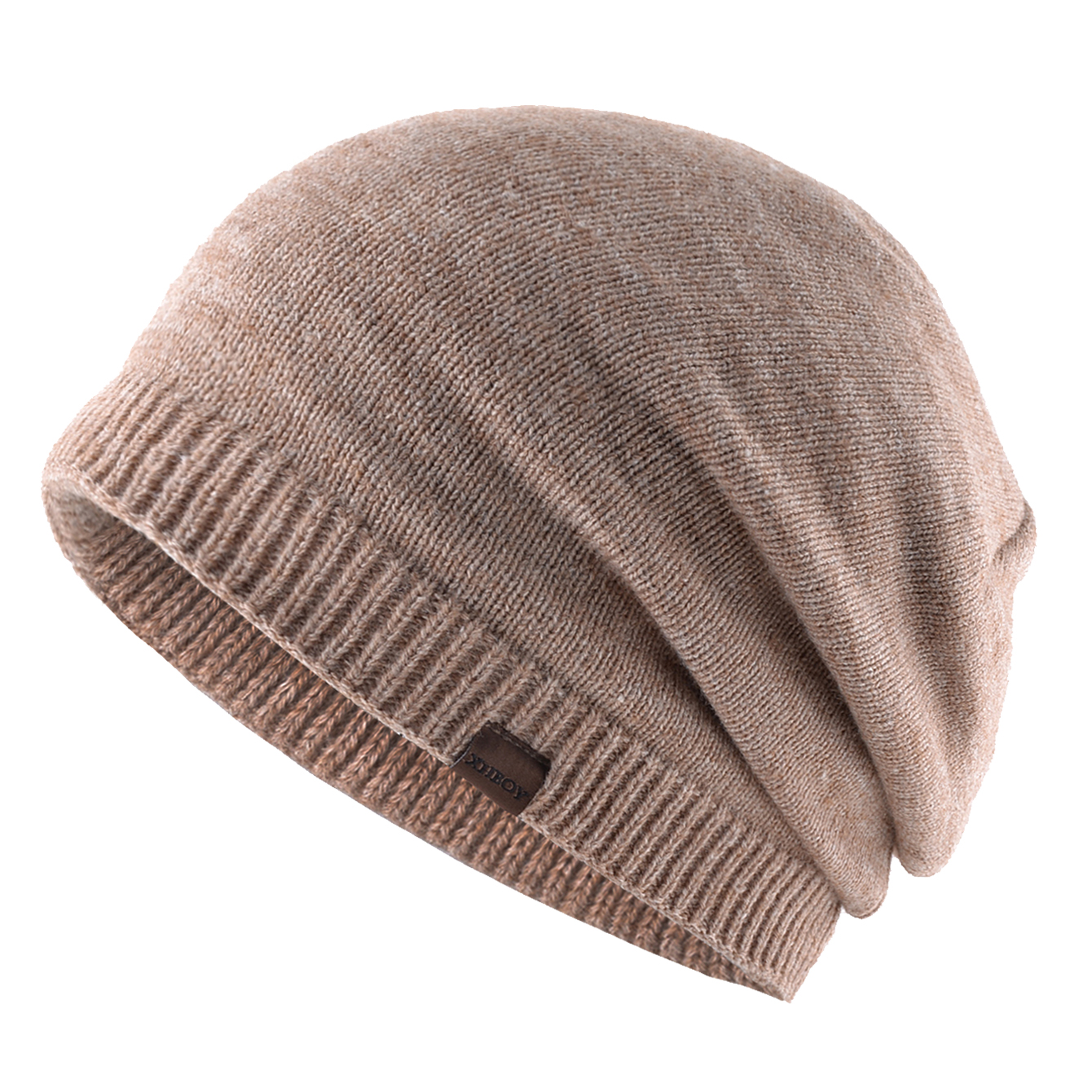 Outdoor Warm Ski Beanies, Winter Knitted Beanie, Color Knit Wool Men's Thick Hats, Double Layers with Velvet for Men