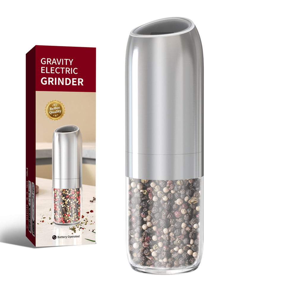 Electric Salt and Pepper Grinder Set, New Upgraded Larger Capacity, Automatic Pepper Mill with LED Light