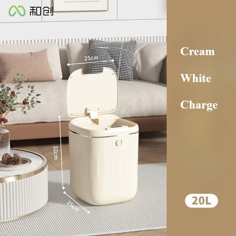 Large-Capacity 20L Waterproof Trash Can Smart Sensor Black Bathroom Bin