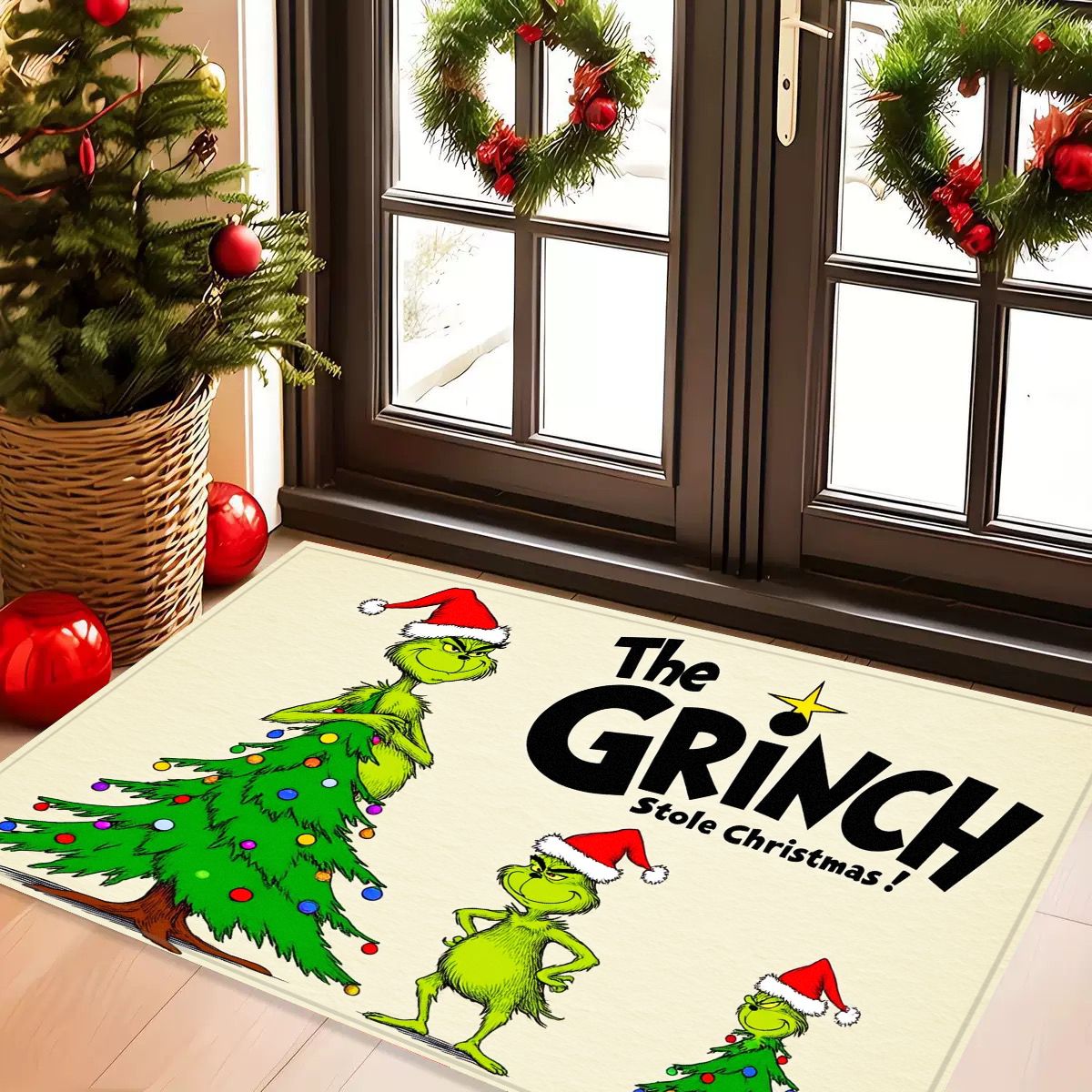 Christmas Grinch Rug, Skin-Friendly Holiday Home Decor | Inspire Uplift